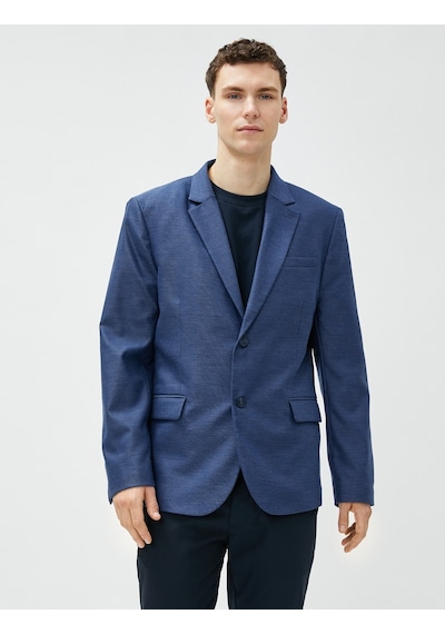 Koton Blazer Slim Fit Düğme Detaylı Cepli Lacivert 3sam50043hw 3SAM50043HW716 Lacivert