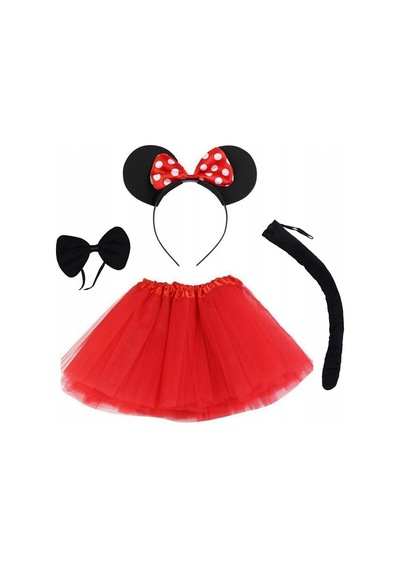 Minnie Mouse Kostüm Seti Etek Taç Kuyruk Papyon Gösteri Seti - Rxlu-450002 Renkli