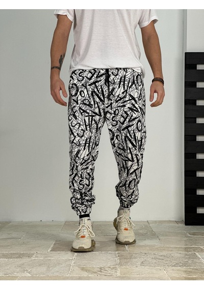 Cocopelli Erkek Beyaz-siyah Renkli Grafiti Jogger Coc2383 Siyah