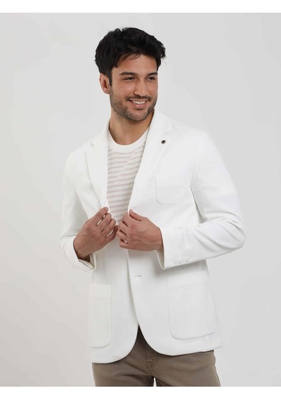 Dufy Ekru Erkek Slim Fit Düz Mono Yaka Casual Ceket - 104444-ekru Ekru