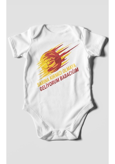 Sarına Kırmızı Olmaya Geliyorum Babacığım Baskılı Bebek Zıbını Çıtçıtlı Body 8 Renk %100 Pamuk Kısa Kol Beyaz