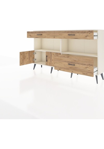 Arges Konsol 2 Raflı 3 Çekmeceli 2 Kapaklı 176x30x99 Aytaşı-çam Aytaşı-çam
