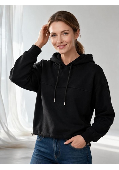Nealirsanall.com Kadın 3 İplik Şardonlu Kapşonlu Eteği Stoperli Sweatshirt Bordo