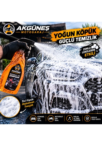 3 Adet 500 Ml Kullanıma Hazır Yoğun Köpüklü Oto Ve Motosiklet Şampuanı Araç Temizlik Şampuanı