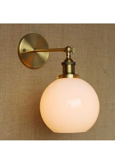 Mylights Rustik Vintage Eskitme Opal Camlı Aplik Duvar Lambası Ok Siyah