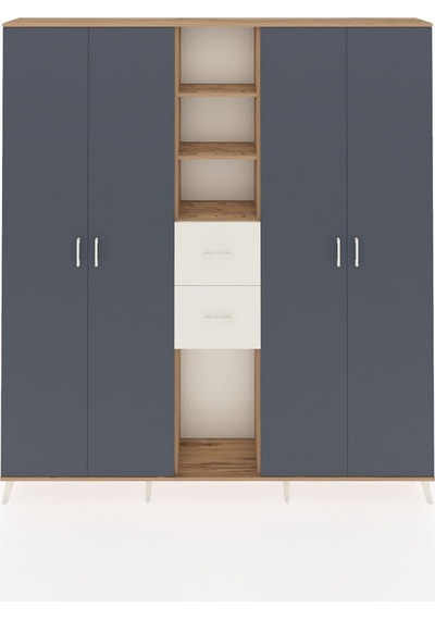 Arges Dolap 15 Raflı 2 Çekmeceli 4 Kapaklı 220x30x243 Çam-antrasit/aytaşı Antrasıt/aytası Arges Dolap 15 Raflı 2 Çekmeceli 4 Kapaklı 220x30x243 Çam-antrasit/aytaşı Antrasıt/aytası