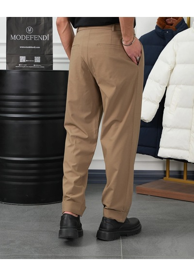 Modefendi Kemer Detaylı Geniş Kalıp Baggy Pantolon Kahverengi