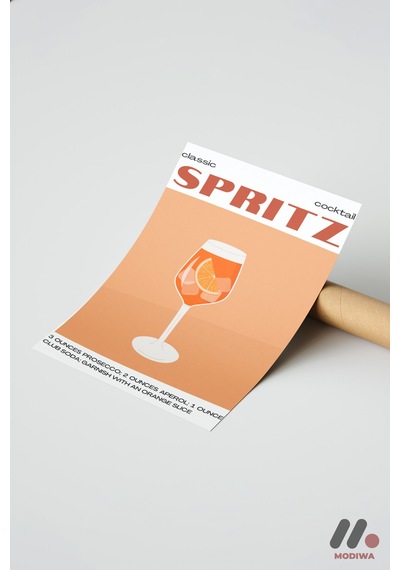 Spritz Kokteyl Posteri, Çerçevesiz Yüksek Kalite Duvar Afişi - Mutfak Dekorasyonu