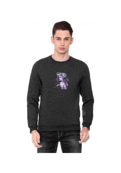 Lady Gaga Baskılı Füme Antrasit Erkek Sweatshirt