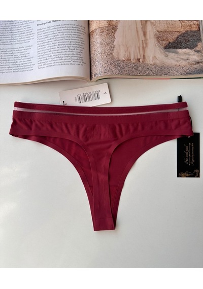 Orijinal Lazer Kesim Spandex Invisible Dikişsiz Transparan Detayl Bordo