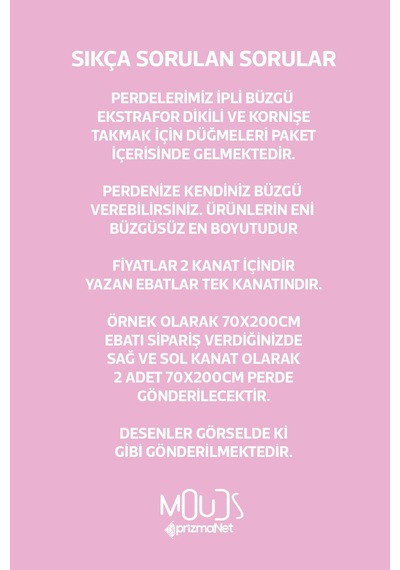 Pembe Kalpler Desenli Süet Oturma Odası Salon Fon Perde Baskılı Ekstrafor Büzgü 2 Kanat Prd-1045 Çok Renkli