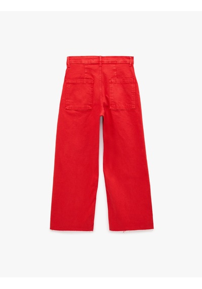 Koton Normal Bel Rahat Kalıp Kesik Paça Jean Pantolon - Culoette Jean Kırmızı 6sal40004mw Koton Normal Bel Rahat Kalıp Kesik Paça Jean Pantolon - Culoette Jean Kırmızı 6sal40004mw