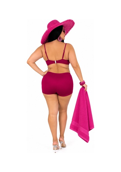 Büyük Beden Straplez Drapeli Sabit Pedli Ayarlanabilir Askılı Kadın Şortlu Bikini Takım Bordo Büyük Beden Straplez Drapeli Sabit Pedli Ayarlanabilir Askılı Kadın Şortlu Bikini Takım Bordo