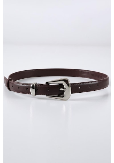 Williampolo Full Grain Deri Gümüş Toka Kahverengi Kadın Kemer
