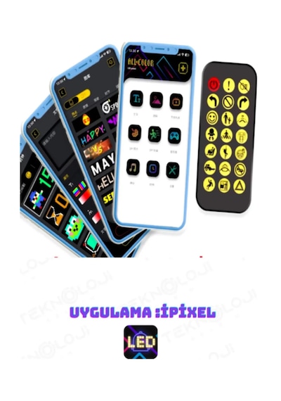 Led Ekran Matrix Panel Cama Yapışan Büyük Boy 16x96 Telefon App K