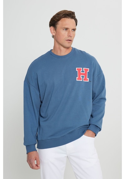 AC&Co / Altınyıldız Classics Erkek İndigo Oversize Fit Bol Kesim Harvard Lisanslı Pamuklu Bisiklet Yaka Sweatshirt İndigo AC&Co / Altınyıldız Classics Erkek İndigo Oversize Fit Bol Kesim Harvard Lisanslı Pamuklu Bisiklet Yaka Sweatshirt İndigo