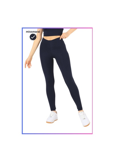 Missmaral Slim Fit Yüksek Bel Toparlayıcı Lacivert Spor Tayt Flatlock Dikiş Detaylı Fit Tasarım Oslo 1090 Lacivert