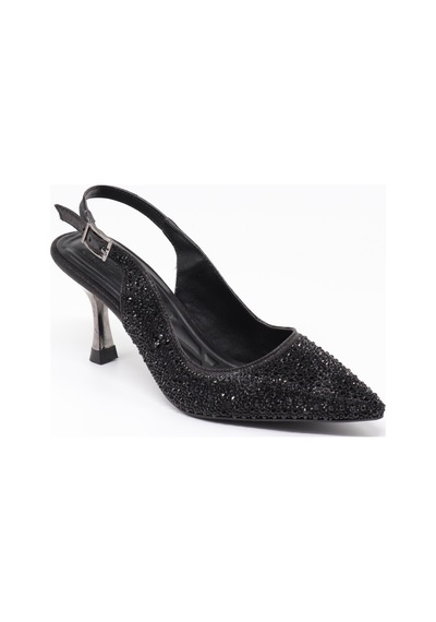 Nesilshoes Nesil Shoes Özma 404 Siyah Taşlı Topuklu Kadın Stiletto