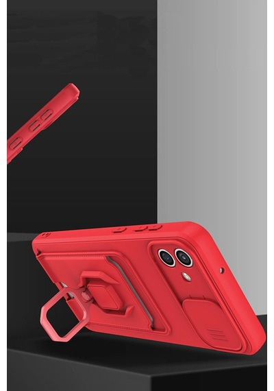 Samsung Uyumlu Galaxy A05 Kılıf Zuma Kartvizitli Yüzüklü Silikon Pembe\
