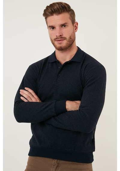 Buratti Pamuklu Regular Fit Düğmeli Polo Yaka Erkek Kazak 456211 Lacivert