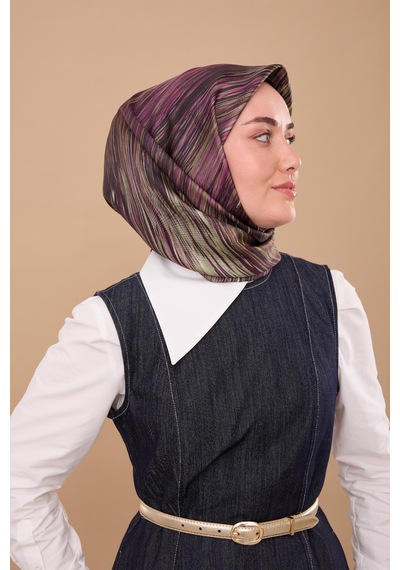 Silk Home Twill İpek Eşarp 11484-29 Mor, Yeşil, Menekşe, Koyu Yeşil
