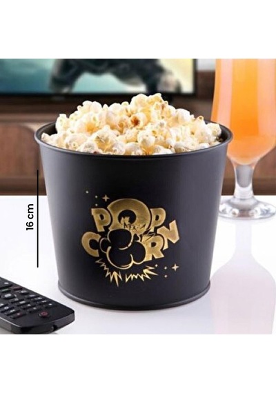 Evstylee Metal Popcorn Kovası - Siyah Çok Renkli