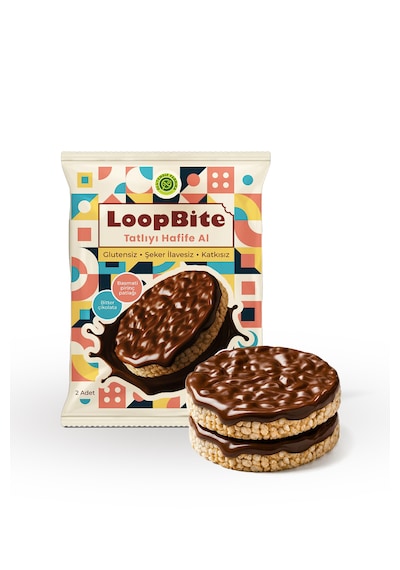 Loopbite Bitter Çikolata Kaplamalı Basmati Pirinç Patlağı X 2 Paket Glütensiz & Vegan