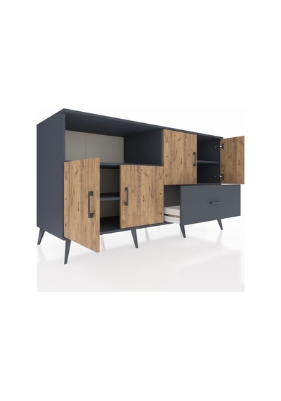 Kronos Konsol 4 Raflı Tek Çekmeceli 4 Kapaklı 176x59x99 Antrasit- Antrasit-çam/antrasit Kronos Konsol 4 Raflı Tek Çekmeceli 4 Kapaklı 176x59x99 Antrasit- Antrasit-çam/antrasit