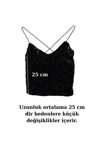 Sermoda Pullu Bluz - Pul Payetli Lastik Askılı Crop Bluz Siyah