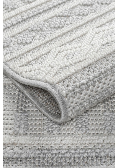 Modern Geometrik Tasarımlı Jüt Dokuma Loop Sisal Gri Renk Halı Gri
