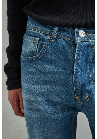 Erkek Baggy Jean Pantolon Koyu Mavi