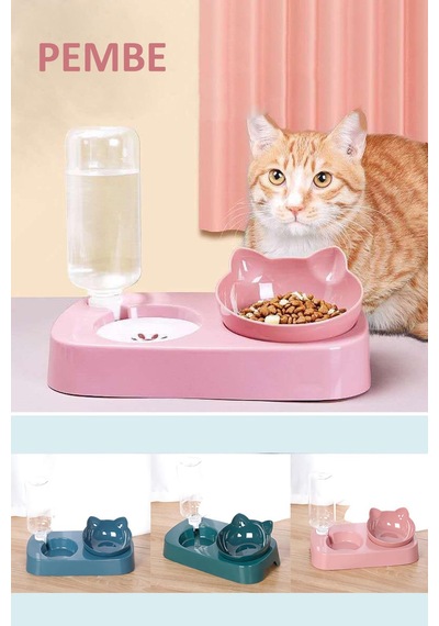 TechnoSmart Kedi Köpek Mama ve Su Kabı Kaseli Otomatik Su Sebili