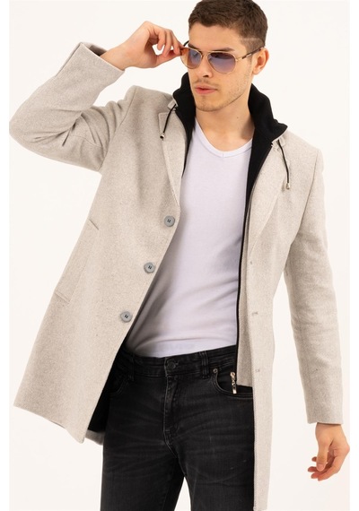 Plt8376 Dewberry Erkek Palto-Desenli Bej-Desenli Bej