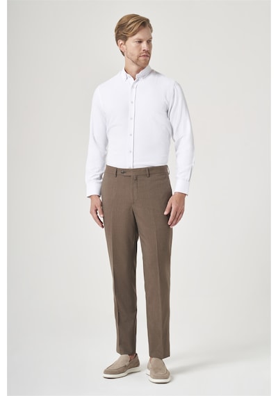 İmza Kahverengi Yan Cep Filafil Desen Comfort Fit Esnek Pantolon 1003260153 Sütlü Kahverengi