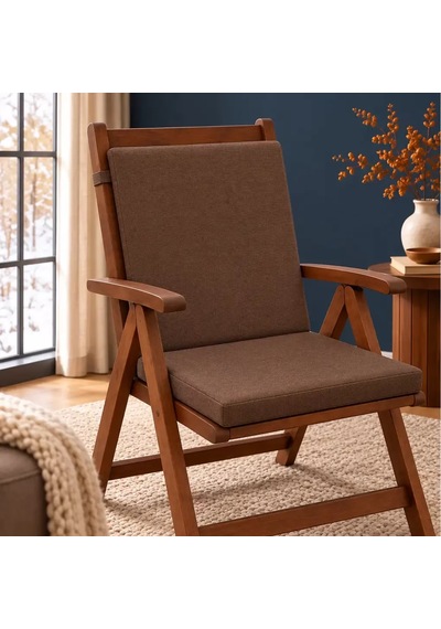 Tek Parça Sırtlıklı Sandalye Minderi 80 40 4 Cm Kahverengi 80 40 4 Cm
