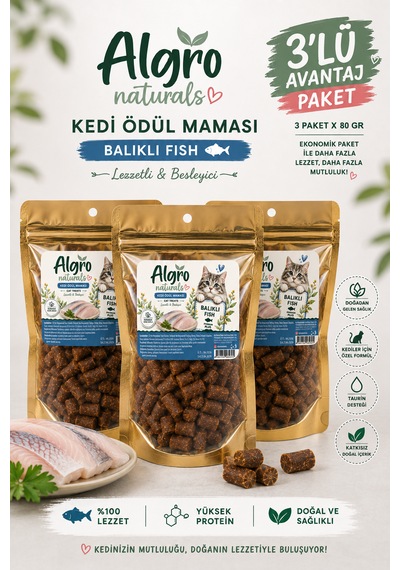 Naturals Balıklı Kedi Ödül Maması 80 G X 3 Paket Yüksek Proteinli, Taurin Destekli, Doğal Kedi Atıştırmalığı