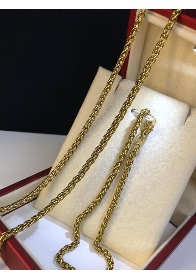 3mm Spiga Altın Kaplama Çelik Erkek Set Işıklı Kutuda Sevgiliye Eşe Babaya Bileklik Kolye