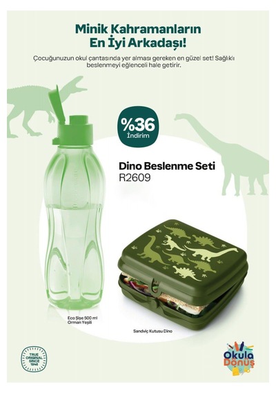 500 Ml Eko Su Şişesi Ve Beslenme Kabı Haki Yeşil Haki Yeşil