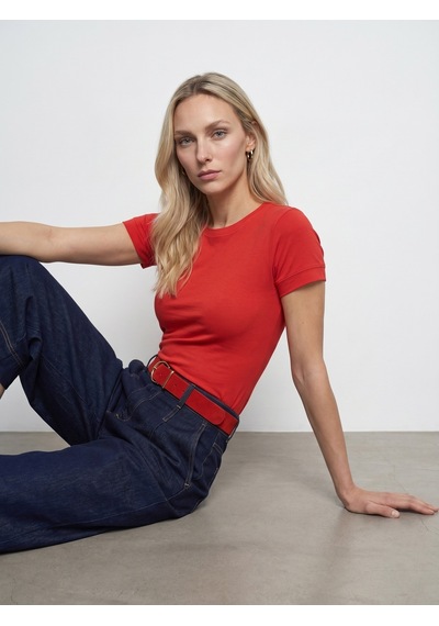 DİLVİN 32637 Bisiklet Yaka T-shirt-kırmızı
