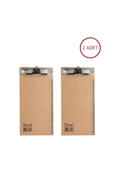 Temel 1/3 A4 Ahşap Sekreterlik Metal Klipsli Kalem Tutma Aparatlı 2li Set