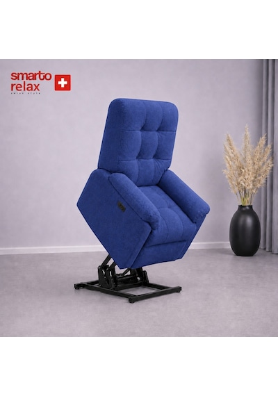 Smarto Relax Porto Liftli Çift Motorlu Elektrikli Ayağa Kalkma Destekli Polyester Hasta Ve Baba Tv Koltuğu Mavi