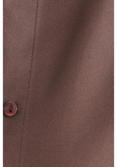 Tudors Kadın Oversize Rahat Kesim Spor Yaka Uzun Kollu Basic Düz Kahverengi Gömlek-36879 Kahverengi