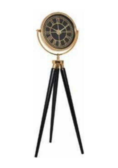 Tripod Saat Füme Cam Krom Beyaz Gold Siyah Dekoratif Ayaklı Saat Altın