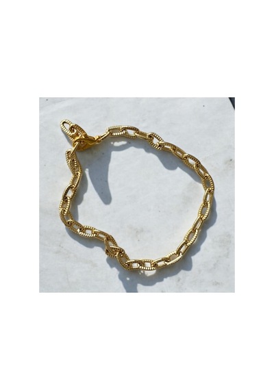 Altın Gold Renkli Modern Şık Altın Kaplı Zincir Bileklik Altın - Hardal Sarı - Turkuaz