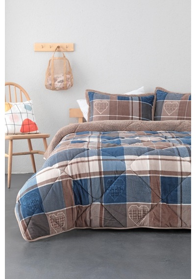 Merinos Comforter Rida Çift Kişilik Yorgan Seti - İndigo