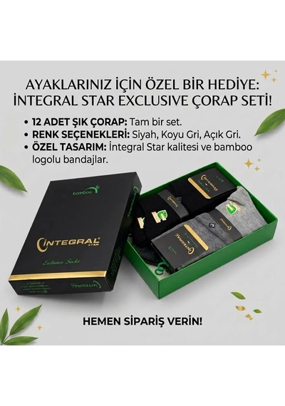 İntegral Star Exclusive Bambu Çorap Seti - 12 Adet Siyah, Koyu Gri, Açık Gri Erkek Dikişsiz Çorap İntegral Star Exclusive Bambu Çorap Seti - 12 Adet Siyah, Koyu Gri, Açık Gri Erkek Dikişsiz Çorap