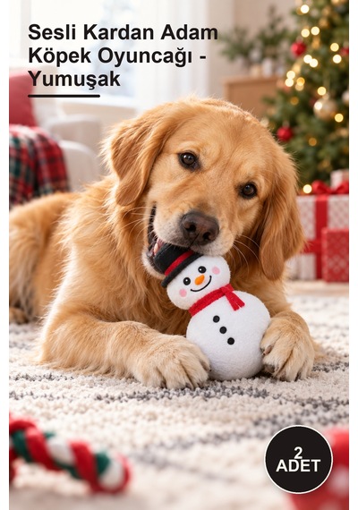 2 Adet Sesli Kardan Adam Köpek Oyuncağı - Yumuşak