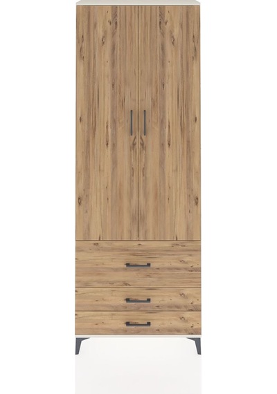 Arges Dolap Tek Raflı 3 Çekmeceli Tek Askılı 88x30x243 Aytaşı-çam Aytası
