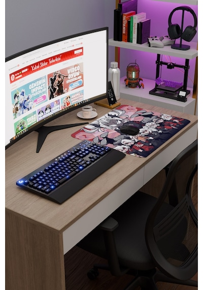 Helltaker Kaymaz Dikişli Kauçuk Oyuncu Mousepad V1 - 48x40 Xl Gaming Mouse Pad Fare Altlığı