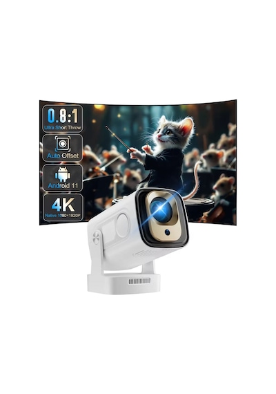1080p Ev Sineması Projektörü Wifi 6 Otomatik Odaklam Mini Projeksiyon Cihazı Dahili Hoparlör